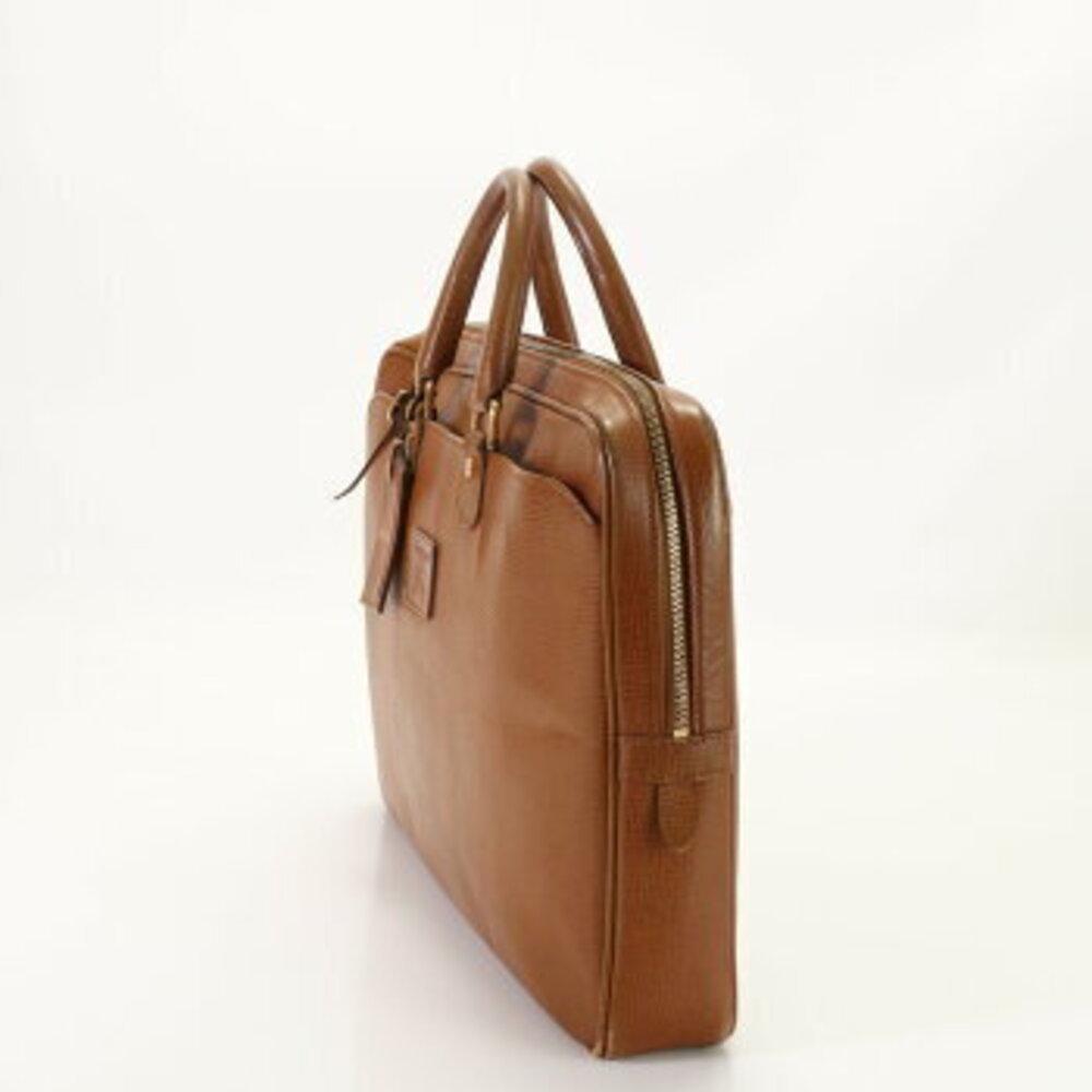 Burberry Nova Check Leather Business Bag Briefcase Tote Brown - Picture 3 of 14